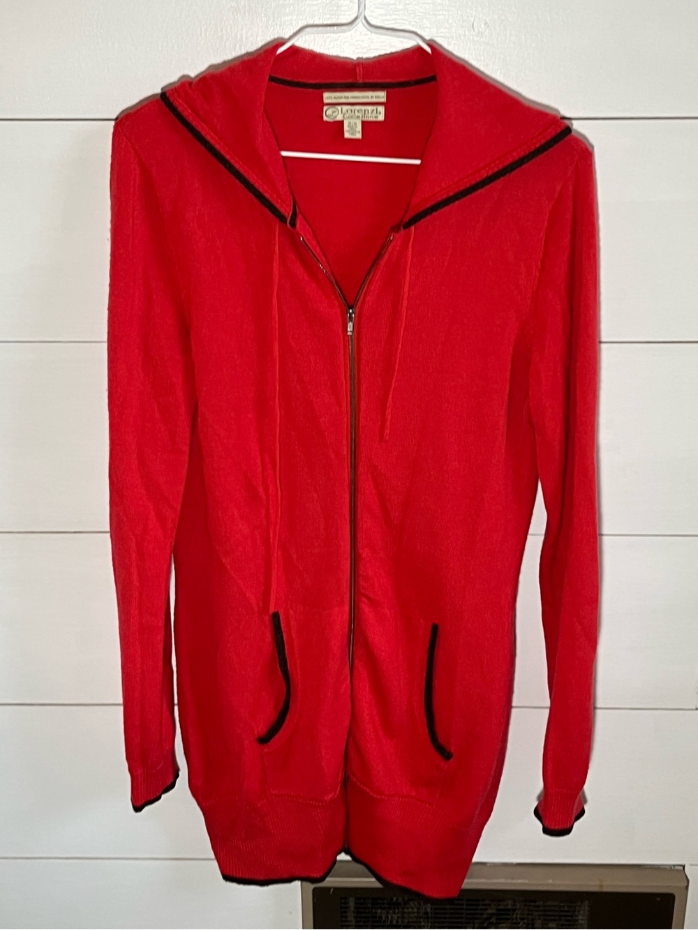 Vintage Lorenzi Collezione Full-Zip Hooded Wool Cardigan